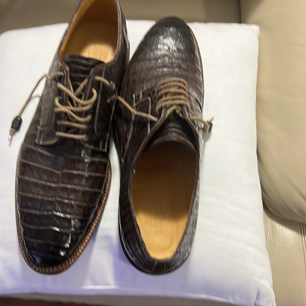 Hand made Italian brown leather skin,size 11.5, lace shoe.